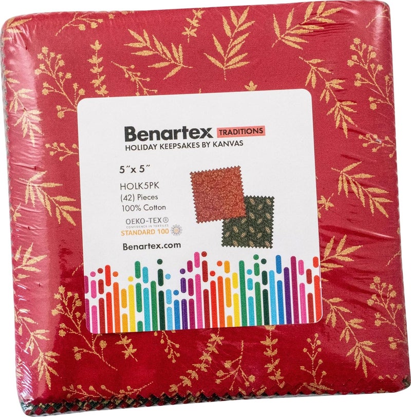 Benartex Kanvas Studio Holiday Keepsakes 5X5 Pack 42 5-inch Squares Charm Pack - Image 1